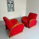 2 anciens fauteuils club art déco années 30 structure bois courbé