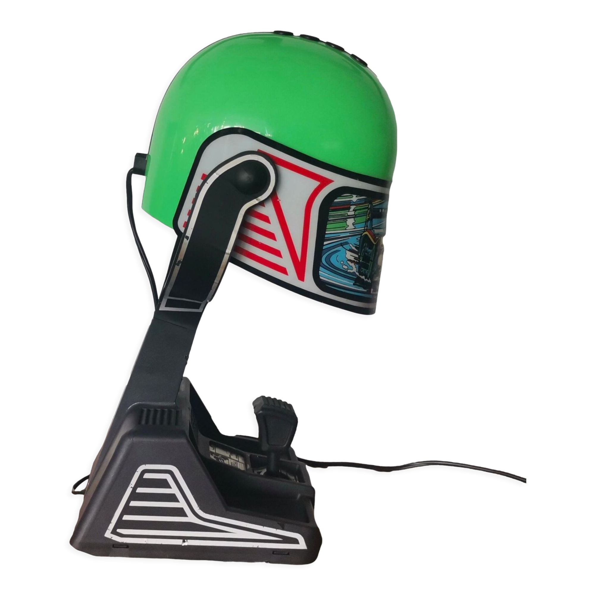 Pop Art green Rothmans Porsche Formula 1 Helmet table lamp by Fase 1970s