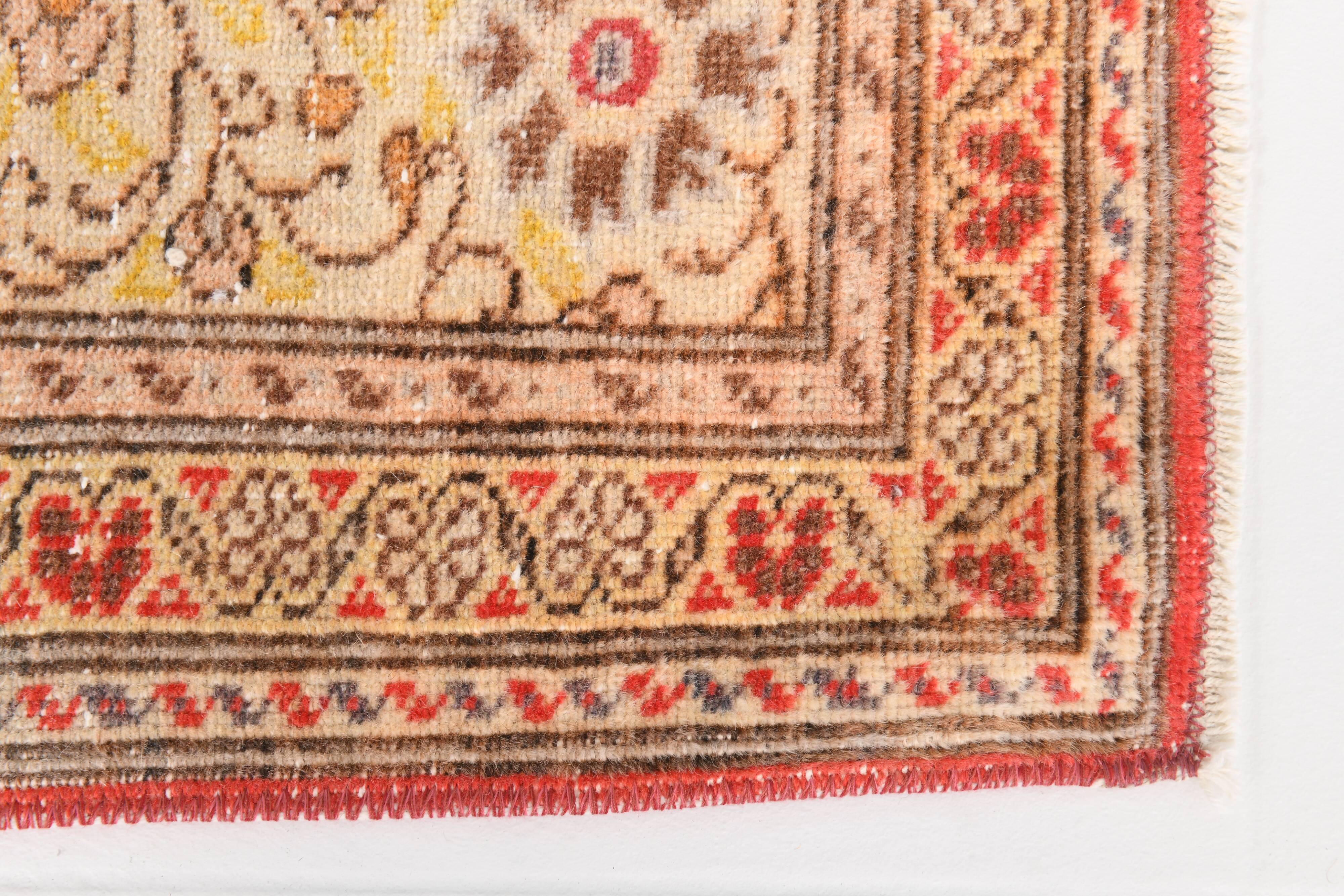 7x9 Red & Yellow Floral Persian Vintage Rug, 206x290Cm