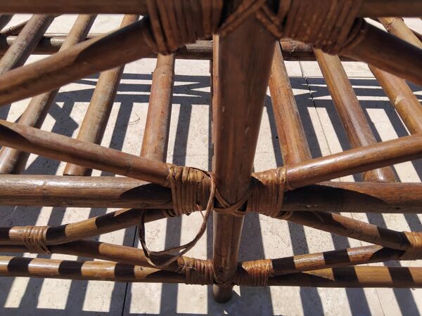 Ensemble salon de jardin une Banquette et un Fauteuil en bois Vintage