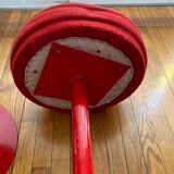 Pair of low tulip stools in red metal 1970