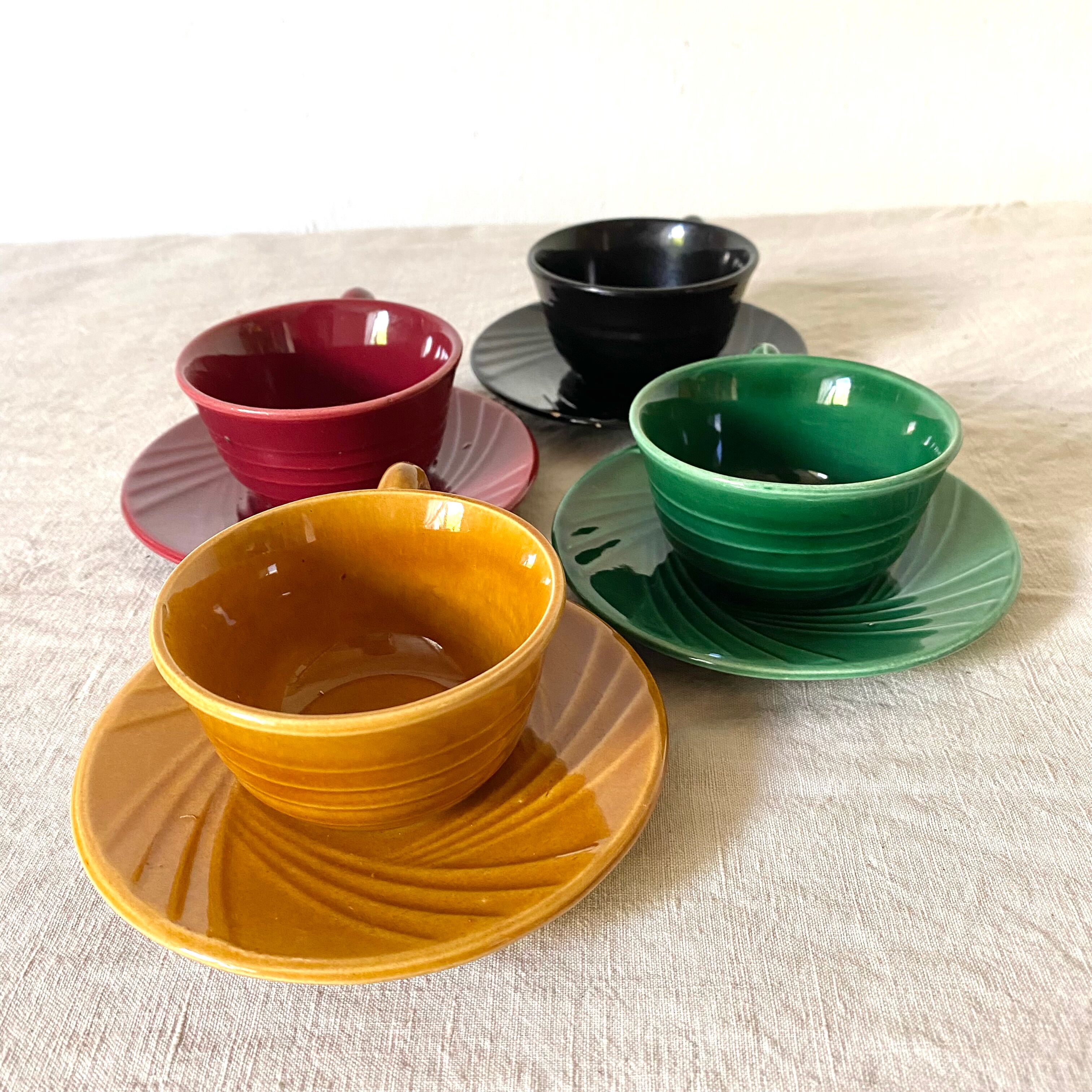 Colorful vintage mugs