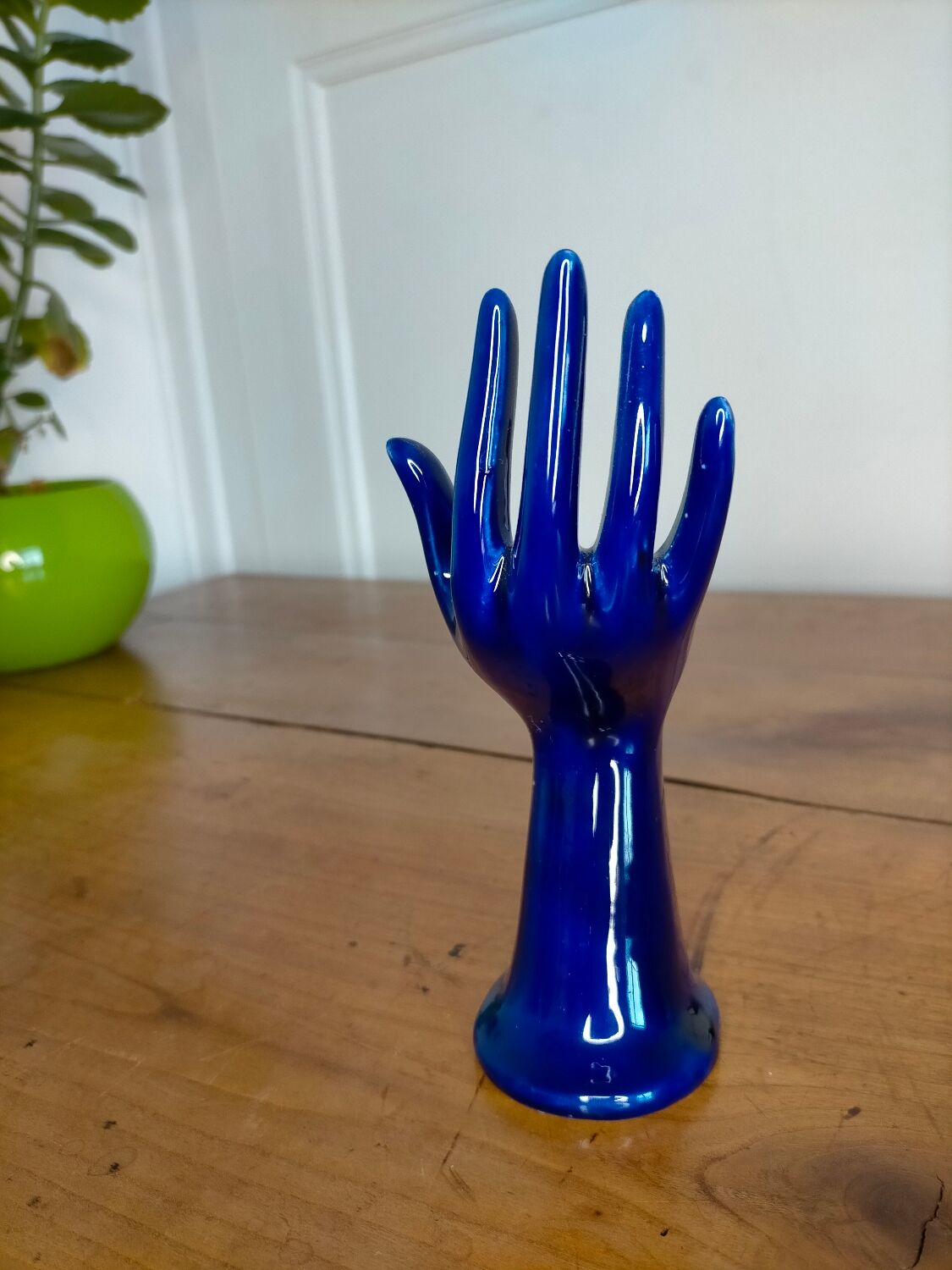 Hand navy blue ceramic vase