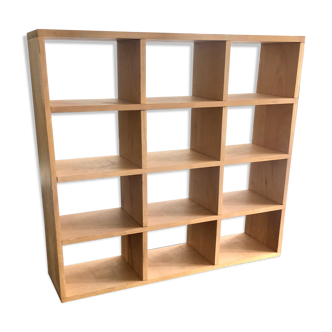 Small piece of furniture with 12 open bins in solid beech