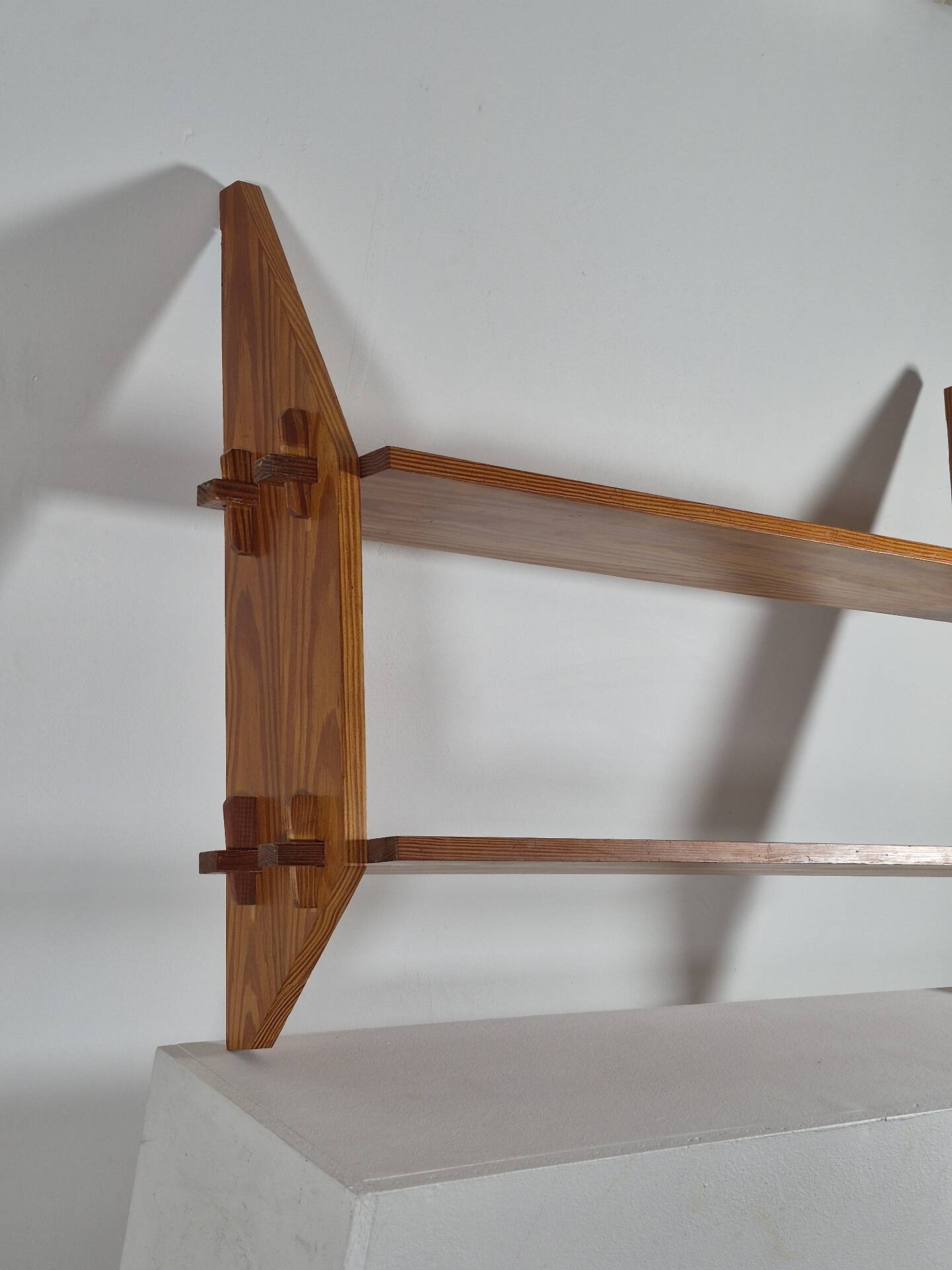 Vintage mid century brutalist pinecwall shelf