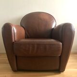 Full grain leather club armchair