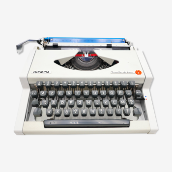Machine à écrire olympia traveller de luxe Blanche vintage révisée ruban neuf