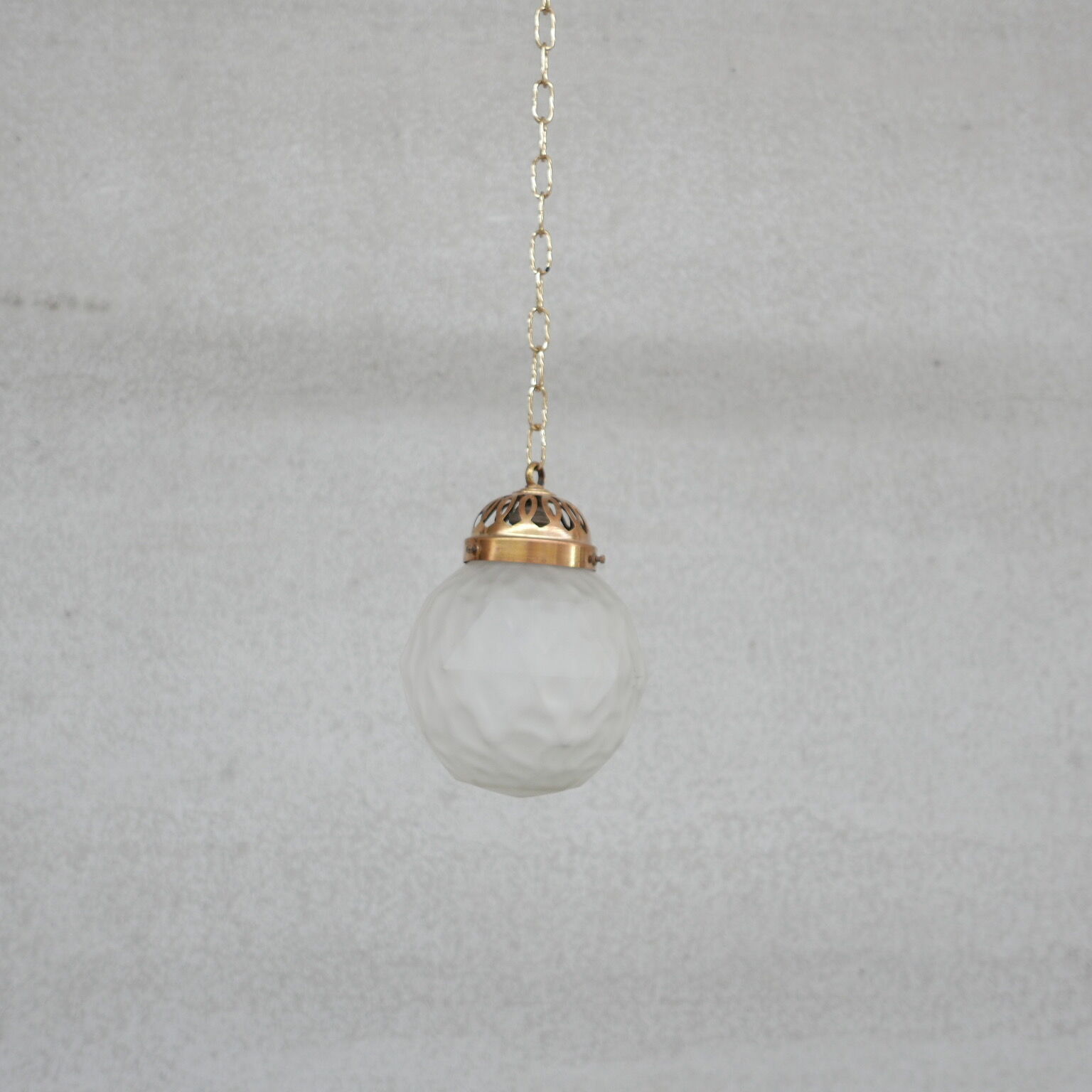 Brass and etched glass french pendant light