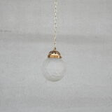 Brass and etched glass french pendant light