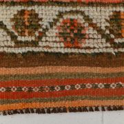 Brick Red Geometric Style Turkish Oushak Runner Rug, 90x340 Cm