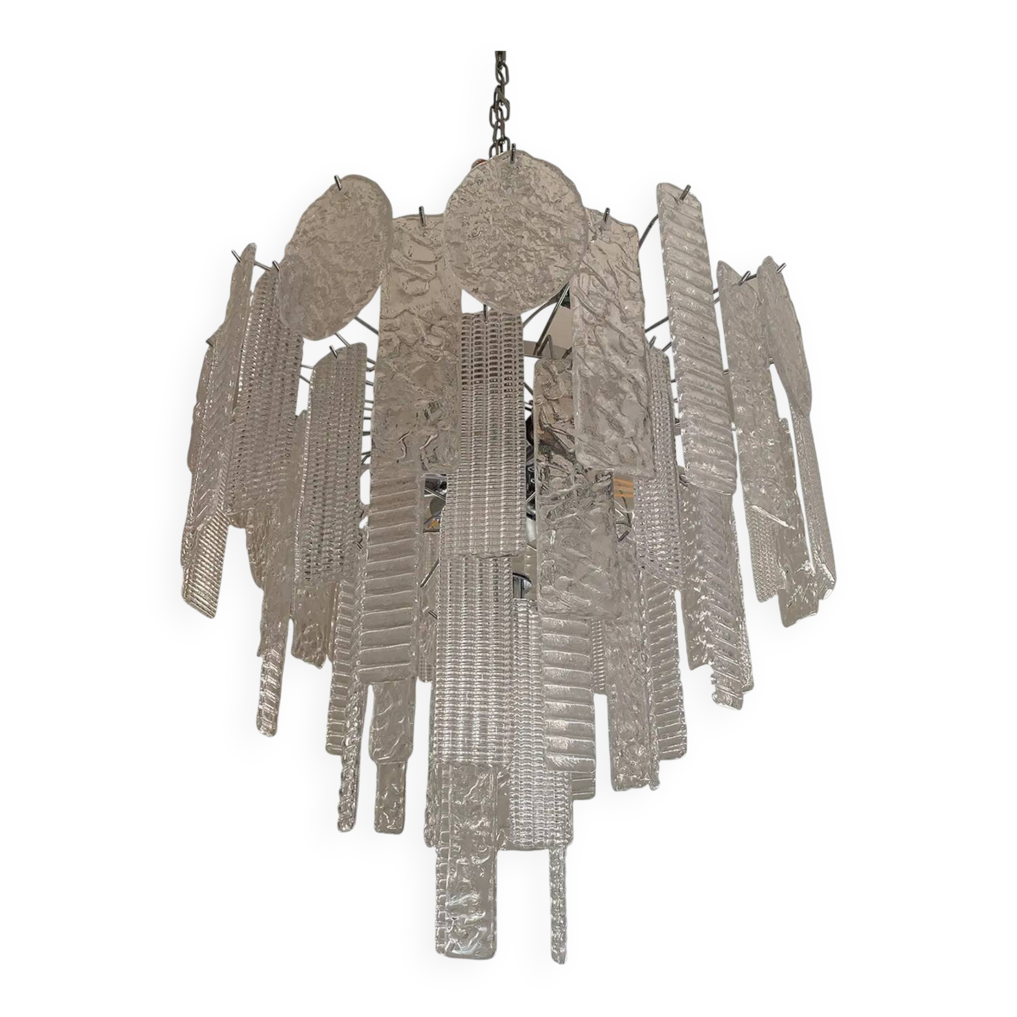 Art Deco Murano Glass Style Chandelier Clear Italian Sputnik Art by SimoEng