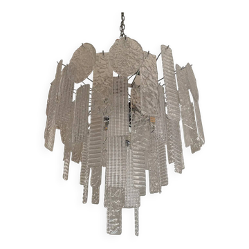 Art Deco Murano Glass Style Chandelier Clear Italian Sputnik Art by SimoEng