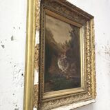 Old 19th century waterfall canvas