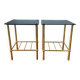 Pair of vintage 70s glass and brass sofa ends