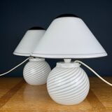 White Murano table lamps, 1970s, set of 2