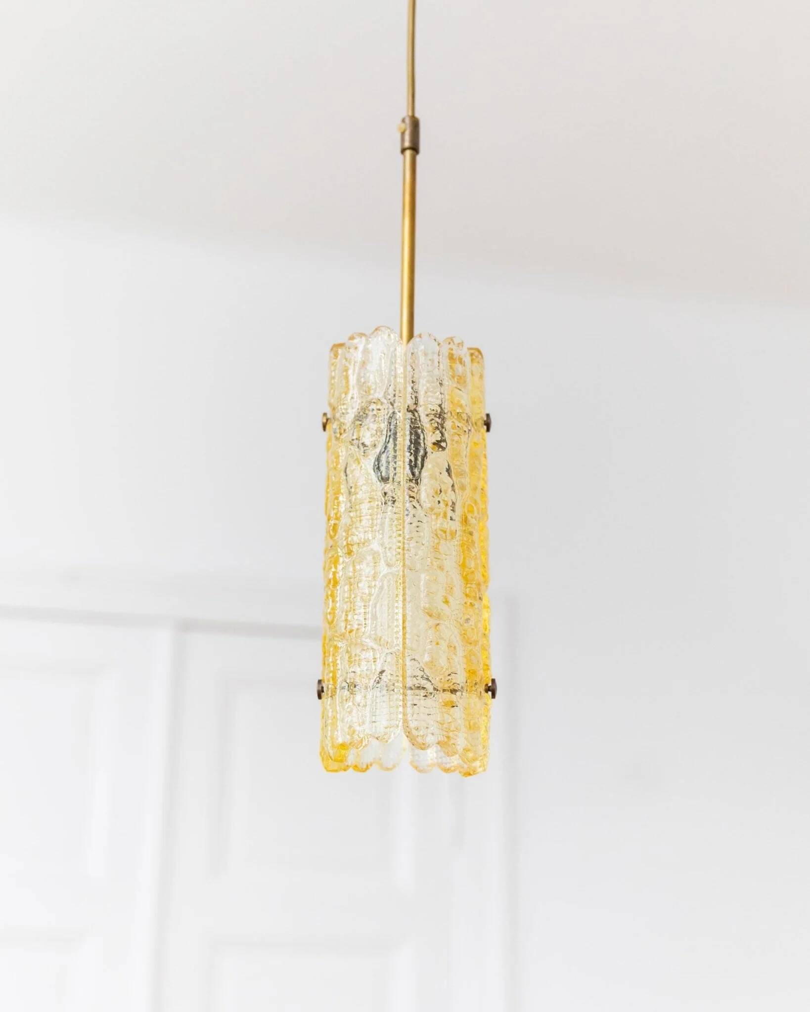 Vintage ceiling light by Carl Fagerlund for Orrefors - moulded golden glass, warm light, glass texture - 1960s - timeless design, gift idea.