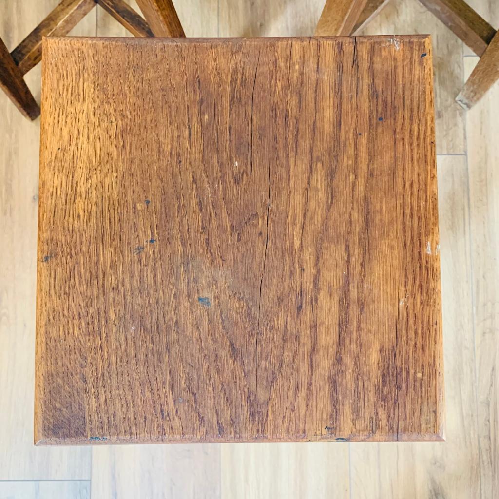 Set of 6 brutalist oak stools