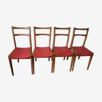 Set of 4 chairs in the 1950s red leatherette