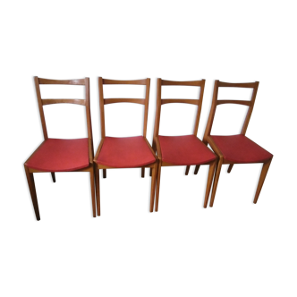 Set of 4 chairs in the 1950s red leatherette