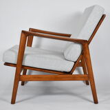 Scandinavian armchair Stefan, restored, 1960s, light grey, teak