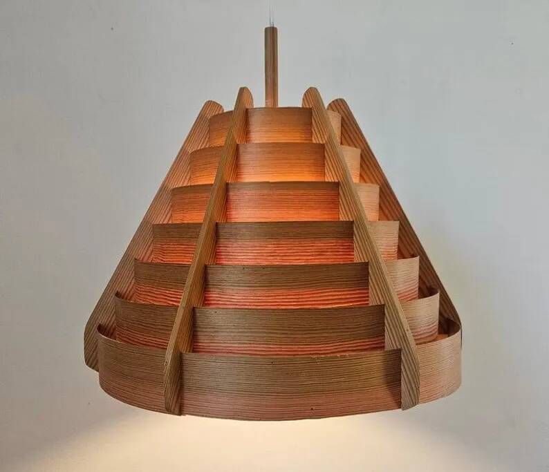 Rare Midcentury Large Wooden Pendant, Hans-Agne Jakobsson, Sweden, 1960s