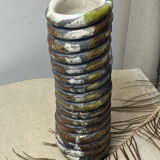 Raku ceramic tubular vase