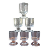 6 vintage thick base transparent goblets