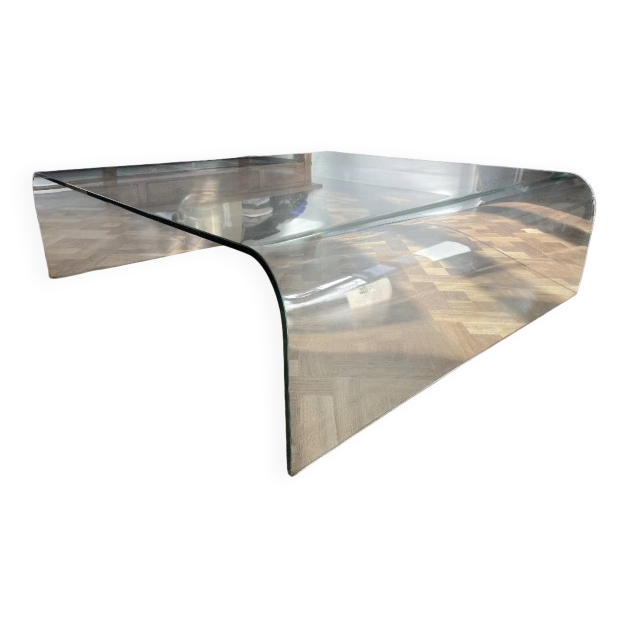 Large glass coffee table – fiam style, vintage