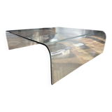 Large glass coffee table – fiam style, vintage