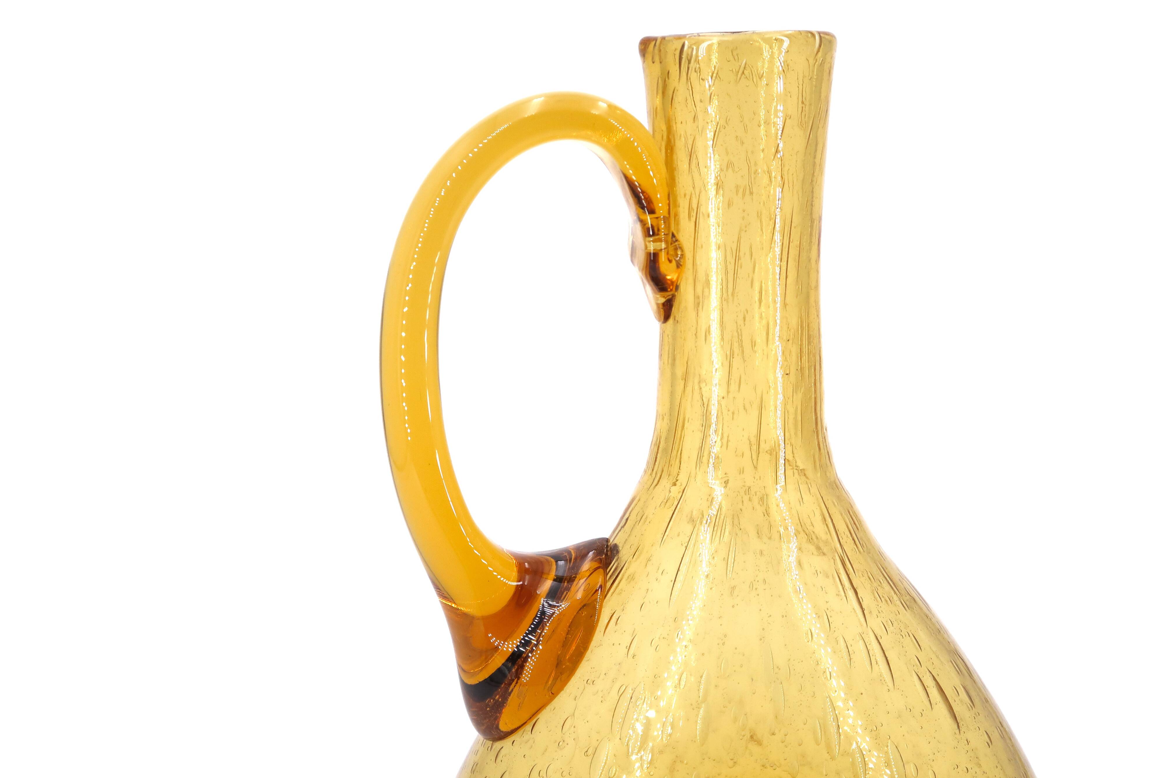 Biot amber bubbled glass carafe, 1970s