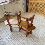 Set of round table and 4 rounded benches, 1950