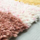 Moroccan Berber carpet beni ouarain pink mottled with colorful patterns and engraved 294x250cm