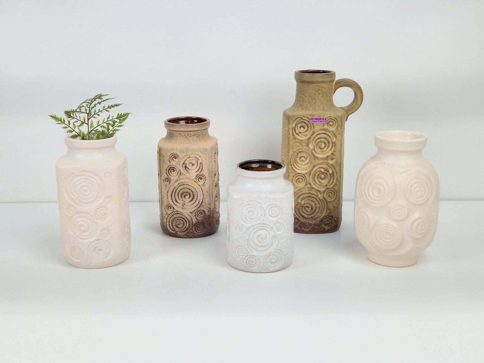 Vases vintage Jura de Scheurich Ceramic, RFA, années 1970, ensemble de 5