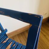 Folding chair in blue painted wood, Italy 1960