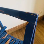 Chaise pliante en bois peint en bleu, Italie 1960