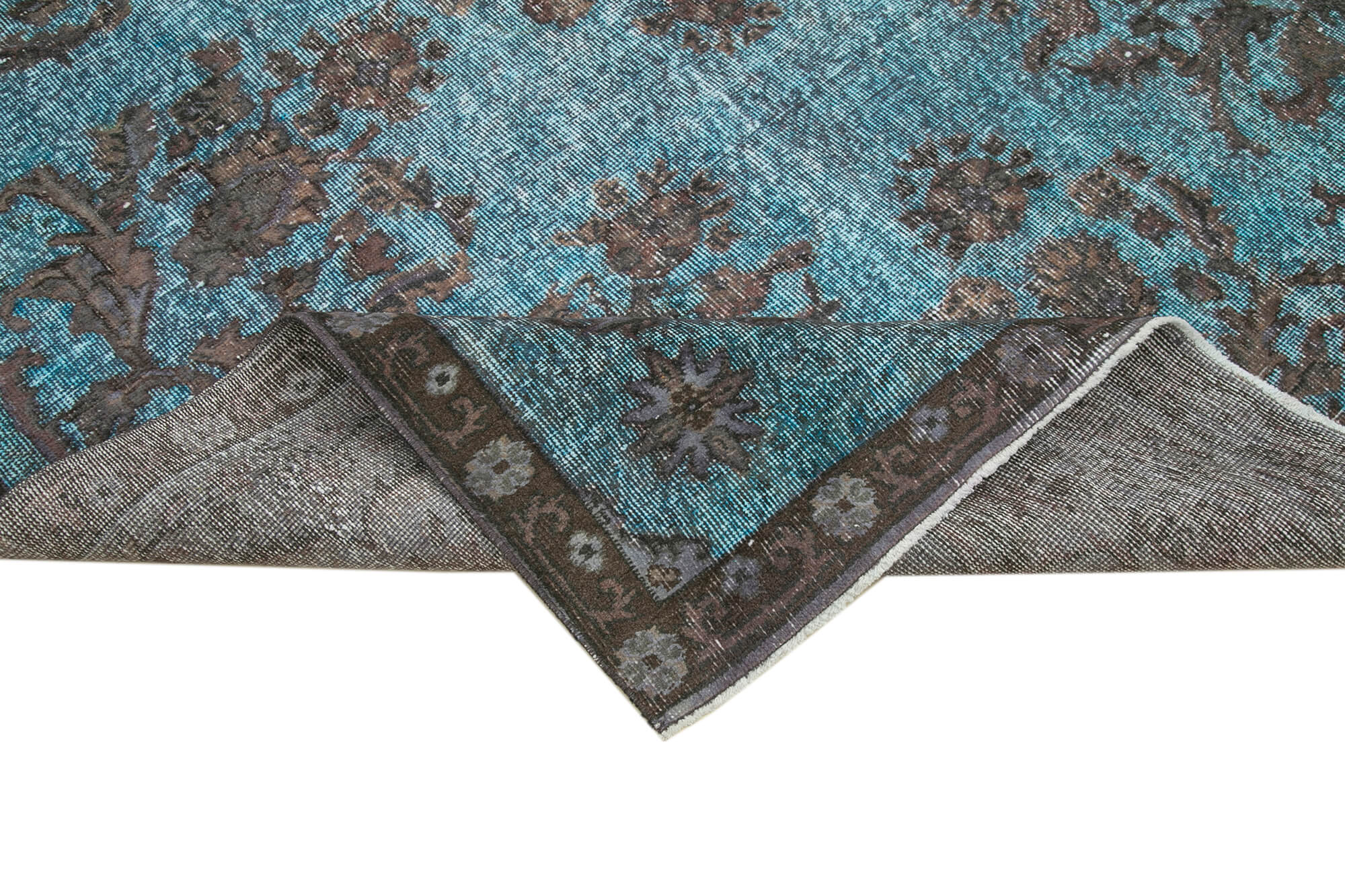 Handmade rustic anatolian 1980s 195 cm x 328 cm blue rug