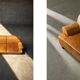 Canapé 3 places en cuir marron industriel vintage des années 1960, style mid-century modern