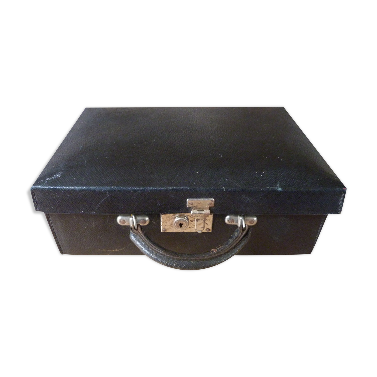 Old black suitcase