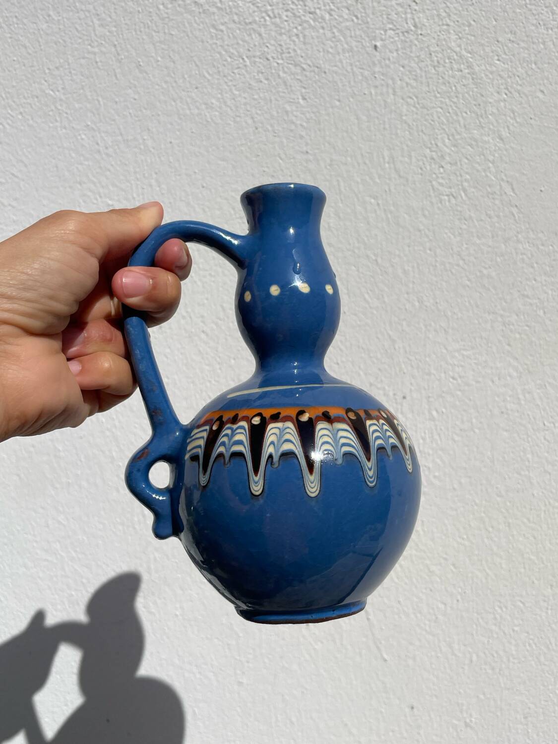 Small ethnic blue ceramic jar / vase