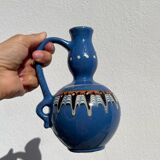 Small ethnic blue ceramic jar / vase