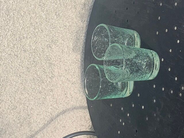 3 glasses in blown glass and green bubble from the glassworks of Biot signed and collector