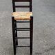 High bar stool in dark solid wood and straw 75cm