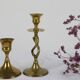 Trio of brass candle holders, vintage