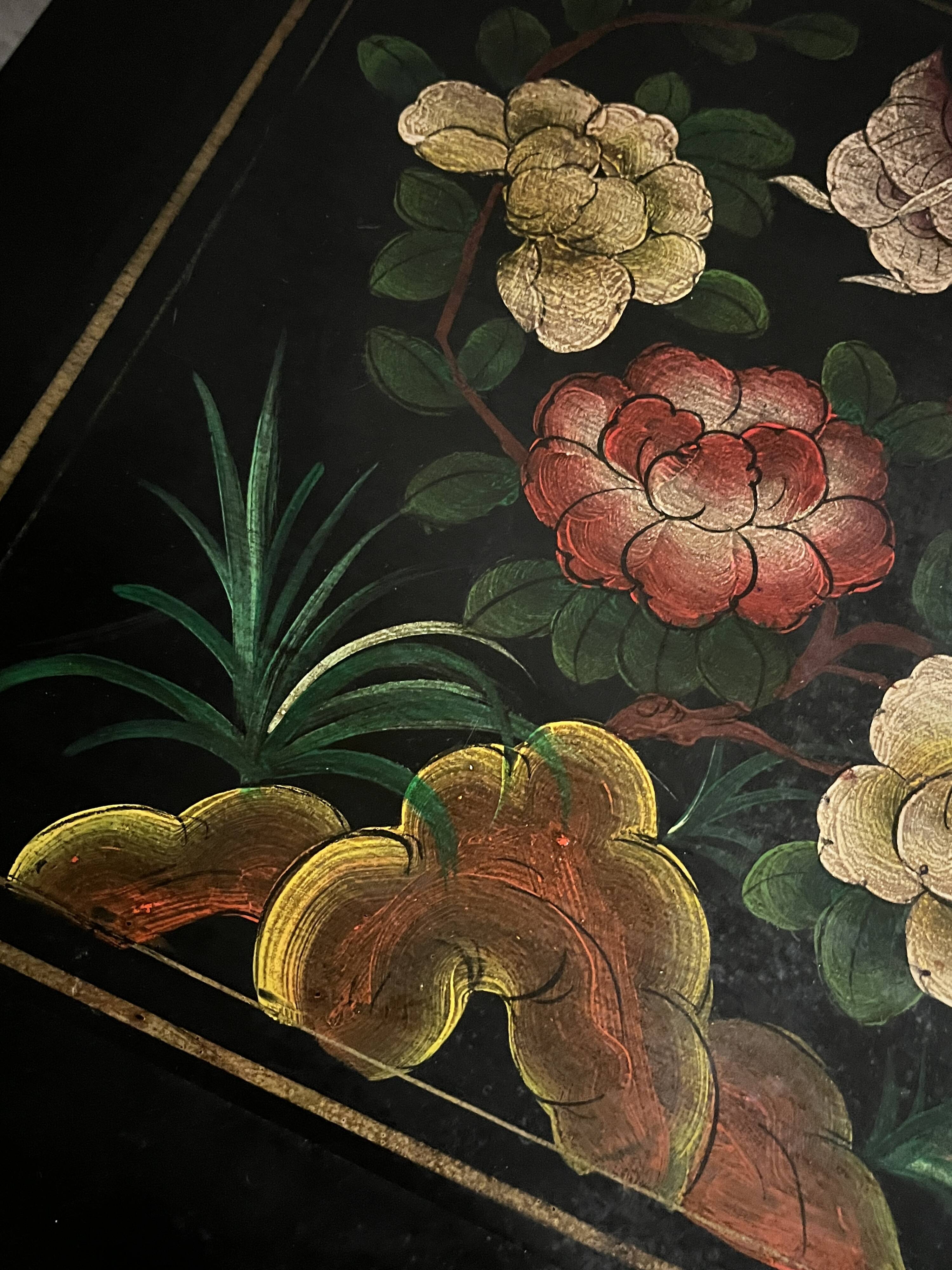 Small vintage Chinese hand painted cabinet / chest of drawers