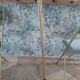 Lot de 4 chaises  pliantes - dossier et assise vert d'eau - structure métal doré -Chaisor
