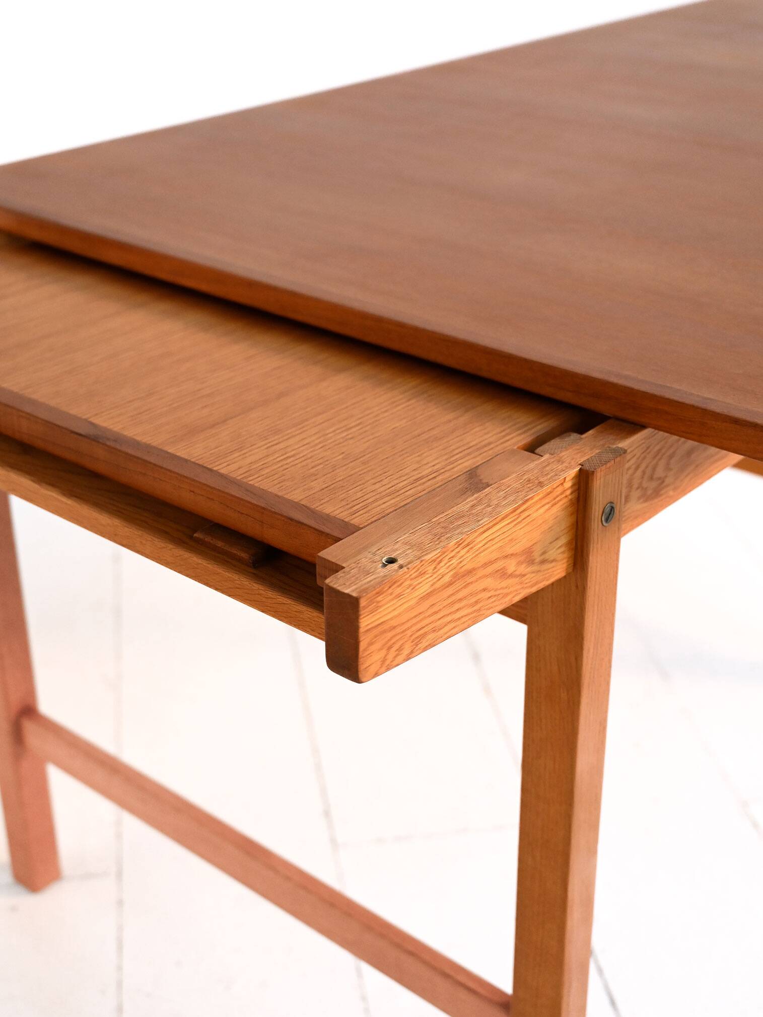 Scandinavian extendable teak and oak dining table 1960s