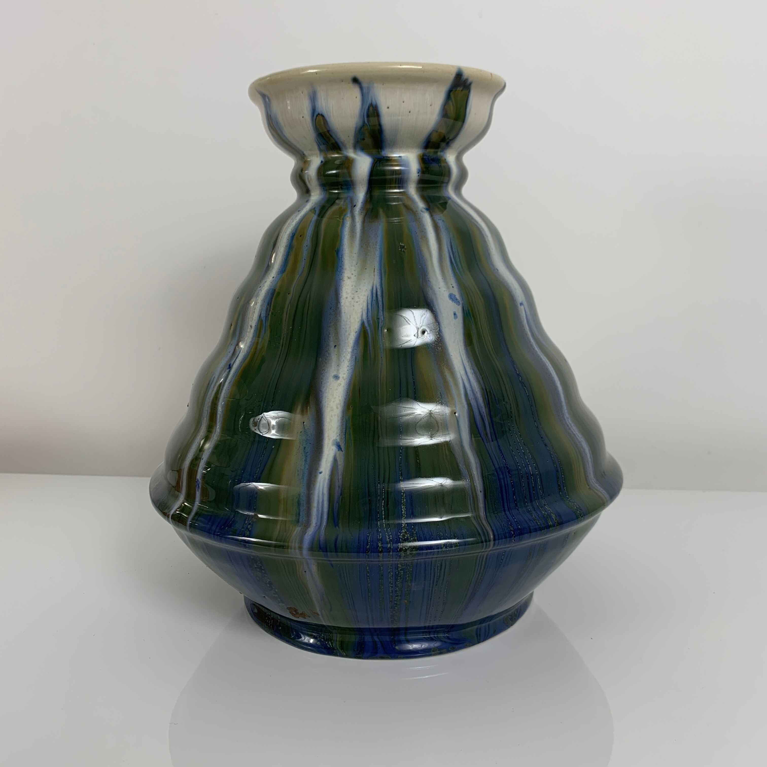 Vase in flammé gres Desvres Fourmaintraux Delassus art deco 1920