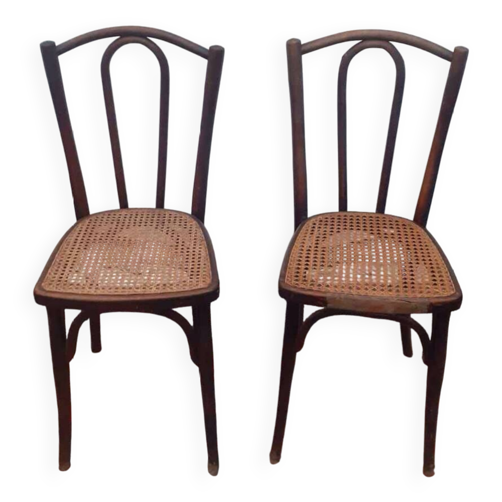 2 vintage caned bistro chairs