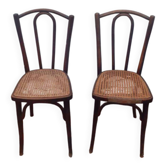 2 chaises bistrot vintage canné