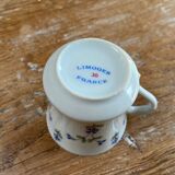 Set of 2 Istanbul and LImoges porcelain cups decorated with small blue flowers